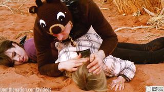 Rebel Rhyder pressed into the dirt and ass fucked hard while cuck Brooke Johnson gets nothing: a Domthenation anal BDSM documentary