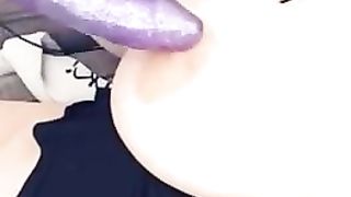 Deepthroating Dildo, Riding it from behind