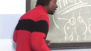 Black chick New Jersey  with red hair in classroom sucking and fucking teacher's black dong