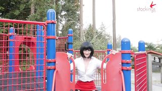 Naughty Teacher Ms. Julia Flashes her Panties at the Park!