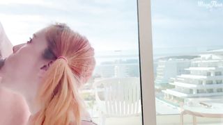 Rough Fucked in Doggystyle Redhead Girlfriend after Blowjob and Cum inside