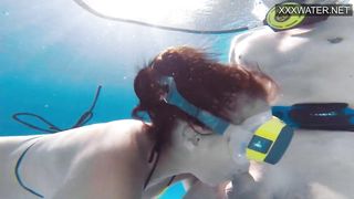 Super Hot Underwater Girls Stripping and Masturbating