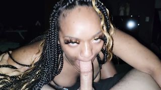 SEXY EBONY GIVES a WHITE BOY a CHANCE AND FALLS IN LOVE WITH HIS COCK!