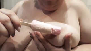 Naughty Curvy Girl Enjoys her Ice-cream