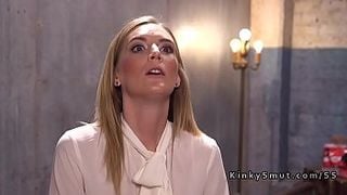 Anal threesome for bdsm blonde