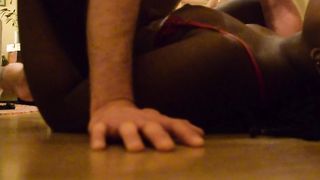 Hot British Ebony Stepsister Fucked on Floor by White Dick