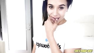 Petite Latina Mae White POV blowjob and swallow