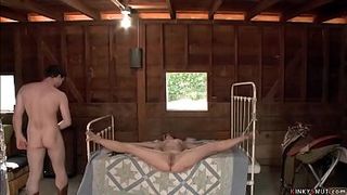 Cowboy rough bdsm fucks slut on ranch