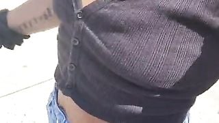 Stopping at Random Stores Flashing Peeing Twerking then had a Stranger to Flash her Breast and more