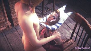 Starwars Hentai POV Ahsoka 3D 4D - blowjob and fucked cowgirl stily with creampie