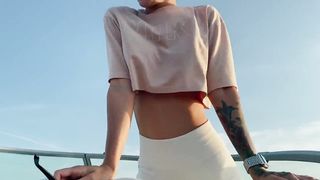 Girl Skipper Twists her Ass and Caresses her Pussy