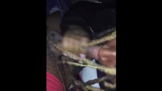 40 Year old Dyke Eating my Dick like a Good Hoe for a Ride Home