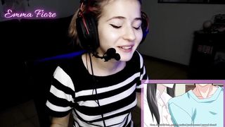 18yo youtuber gets horny watching hentai during the stream and masturbates - Emma Fiore