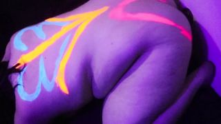 Hot BBW in Body Paint Talks Dirty while she Fucks herself