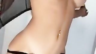 Slutty Blondie Strip Tease with Milk / Big Ass, Big Boobs, Sexy, Horny, Pussy Girl, Naked Dance