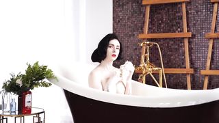 Sexy Brunette Takes a Bubble Bath