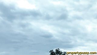 Latina real estate agent works a foreign client real good