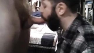 Sub sucking and feeding on his man's load