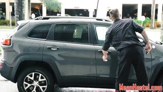 Roughfucked redhead teen gagging in BDSM