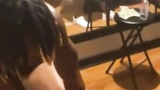 Stripper upside down throwing dick in woman face & she loves it