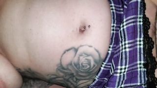 Schoolgirl rides her daddys dick and cums