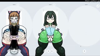 Fapwall [Rule 34 Hentai game] Tsuyu Asui from my hero academy gets a 6 dicks penetration and bukkake