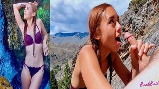 Naughty Waterfall Striptease and Cliffside Sex