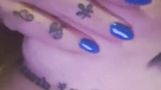 Playing firmly with big tits and hard nipples