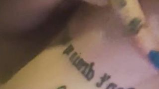 Playing firmly with big tits and hard nipples