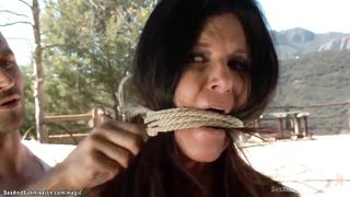 MILF is bound and anal fucked on ranch