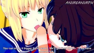 Fate/Stay Night: Fucking Rin and Saber at the Same Time (3D Hentai Uncensored)
