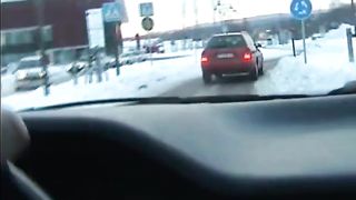 Me and a young swedish man in car