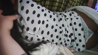 Gorgeous black haired Colombian eats cock with her fat ass romantically