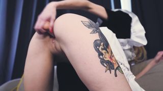 EMILY IN THE IMAGE OF A SOVIET STUDENT JERKS OFF