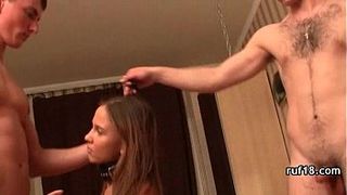 DP with extreme deep throating bdsm