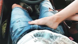 I gave the beauty a ride by car and couldn't resist her sexy legs 4K 60fps