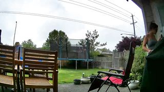 Spied flashing landscaper no panties