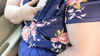 1 HORNY BBW Southern Naughty Hotwife MASTURBATES IN CAR in her neighborhood TRIES NOT TO GET CAUGHT!