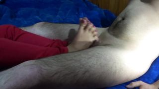 My stepaunt lost a bet and gives me a footjob (Part 2)