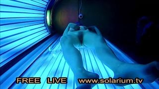 Blonde Teen in Public Tanning Salon with Reallifecam filmed.Real Hidden Webcam under tanning Bed