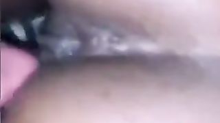 Tiny teen 18 today !condom broke so she rode my face while I STROKD MY BIG BLK COCK I NUTTED IN HER