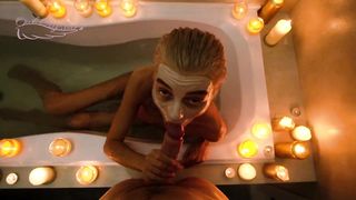 Cozy homemade blowjob in the bathroom