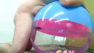 Big inflatable beach ball fuck cum inside