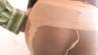 Beautiful black teen riding a white cock