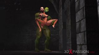she gets fucked by a big green monster