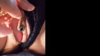 nippleringlover playing with pierced pussy close up - stretched pussy piercings - labia tunnels