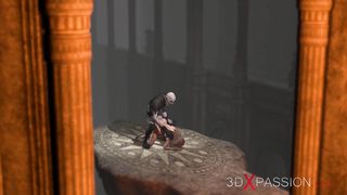Demon Zepar fucks beautiful young blonde on the altar in the castle