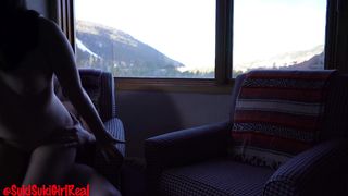 Beautiful cream pie for asian goddess near the mountains