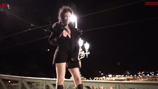 Risky Lesbian Sex in Public on a Bridge Between Passersby