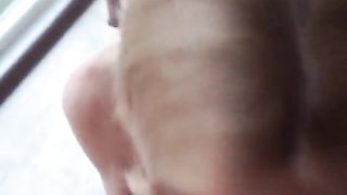 Hot teen with perfect ass fucking by the window in front of passersby/Amateur model CarlaCute